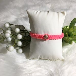 Pink Braided Adjustable Stud Jewel Bracelet